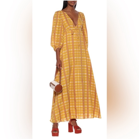 STAUD Dresses & Skirts - STAUD Yellow Plaid Maxi Dress